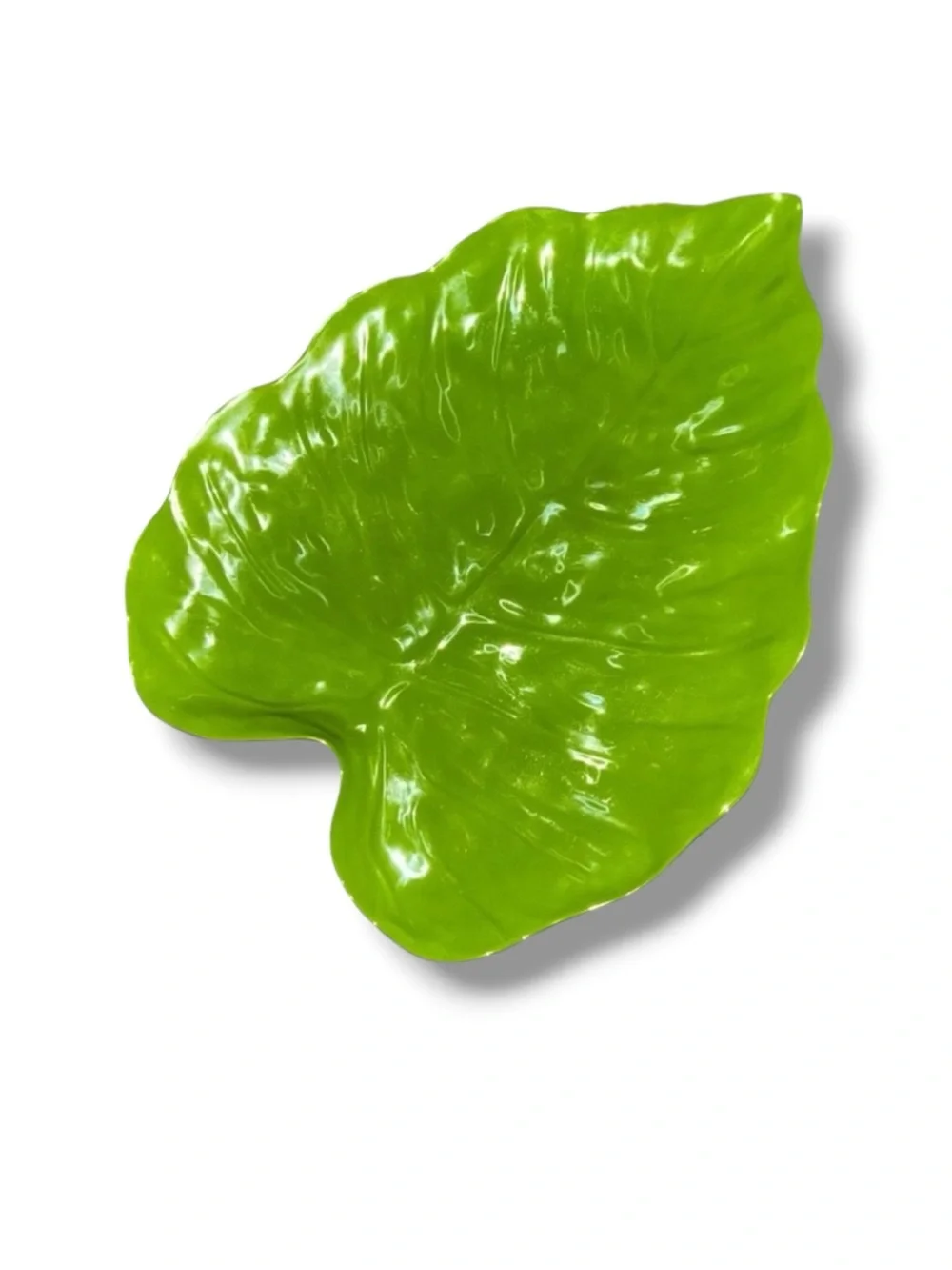 Pier 1 Bright Green Leaf Shape Decorative Platter Entertain Tablescape Kid Safe